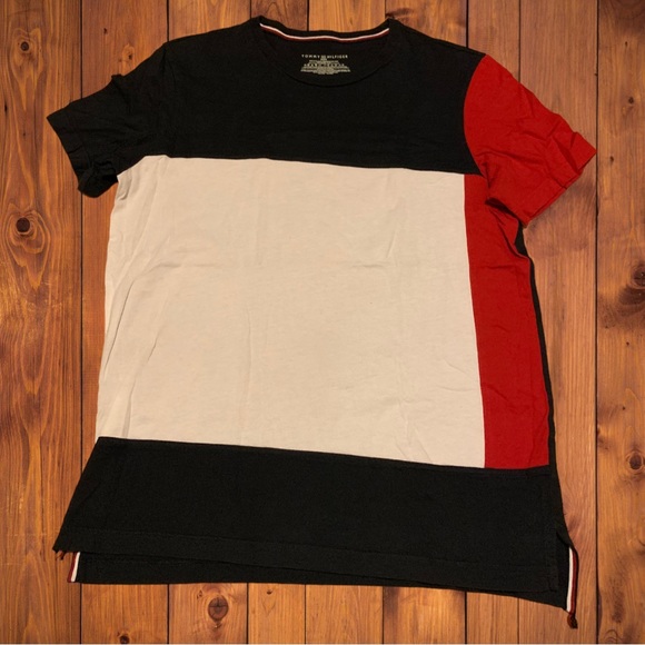 American Flag Tommy Hilfiger Color Block Shirt USA Eagle Buckle Express - Picture 1 of 5